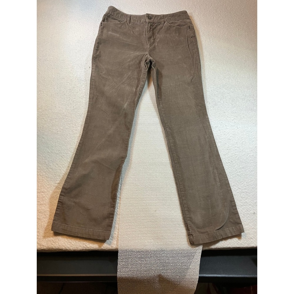 Liz Claiborne Brown Stretch Corduroy Pants Straight Leg Womens Size 10 Brown